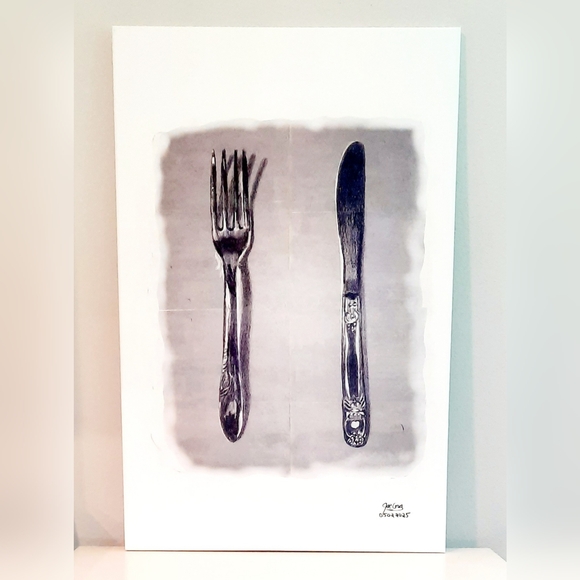 Elegant Black and White Cutlery Kitchen 3D Wall Art